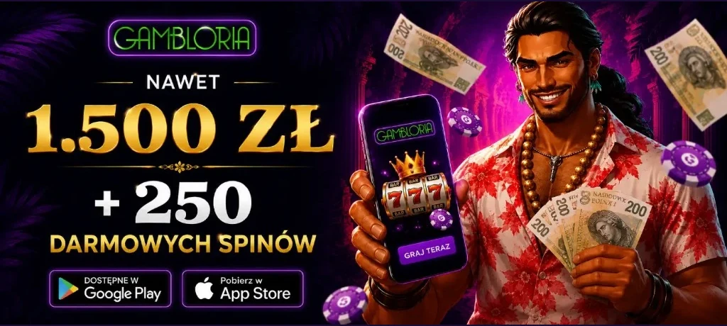 Gambloria Casino App: do 1.500 zł + 250 darmowych spinów