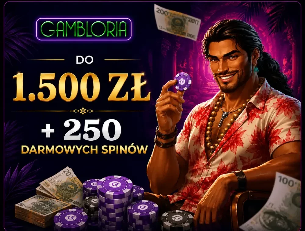 Pakiet powitalny Gambloria Casino: do 1.500 zł i 250 darmowych spinów